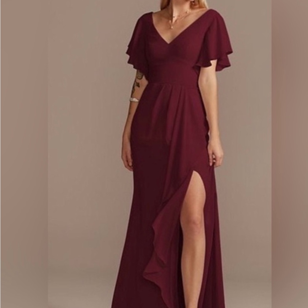 David's Bridal Burgundy Maxi Dress